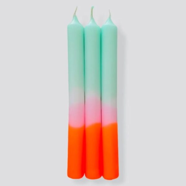 3 bougies dip dye neon spring sorbet - pink stories